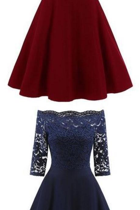 Lace Off The Shoulder Vintage Flare Dress M5398