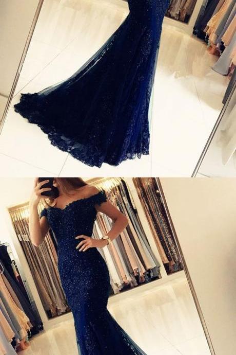 Off The Shoulder Prom Dresses Lace Mermaid V-neck Evening Gowns M5422