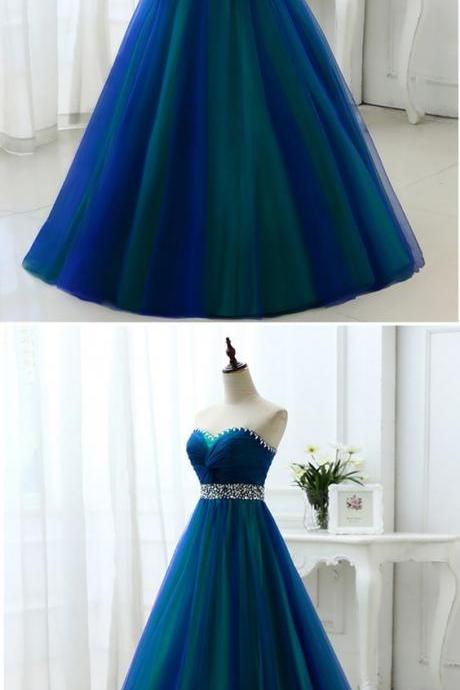 Cute Beaded Tulle Long Prom Dress For Teens M5782