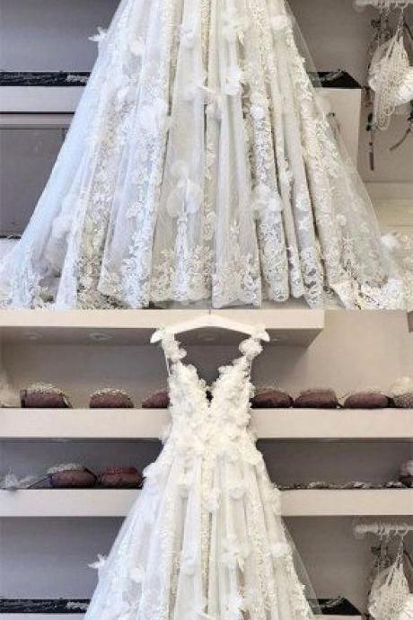 White Tulle Spaghetti Straps Long Prom Dress, Charming Evening Dress M5797