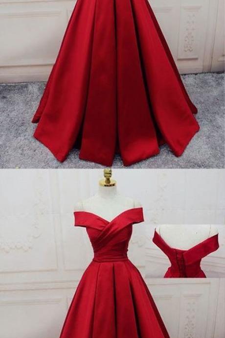 Gorgeous Red Off Shoulder Prom Dress,long Evening Dress,lace Up Prom Dress M5834