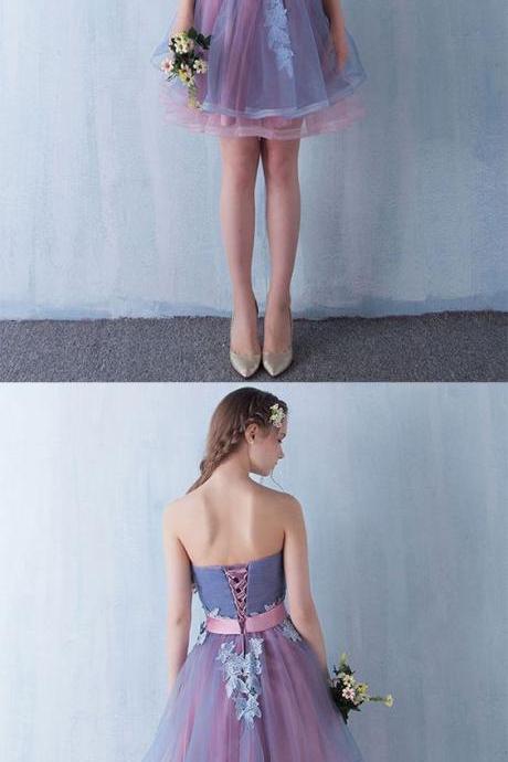 Blue Sweetheart Tulle Short Prom Dress, Homecoming Dress M6032