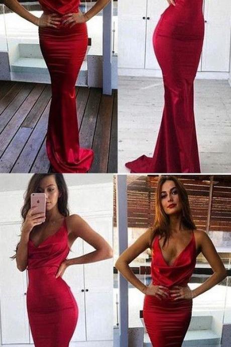 Red Prom Dress,mermaid Prom Dress,custom Made Evening Dress M6362