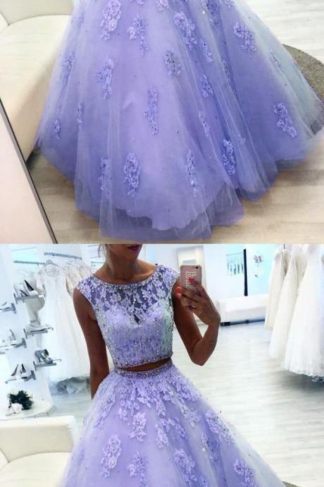 2019 Elegant Lace Appliques Ball Gowns Quinceanera Dresses Two Piece M6451