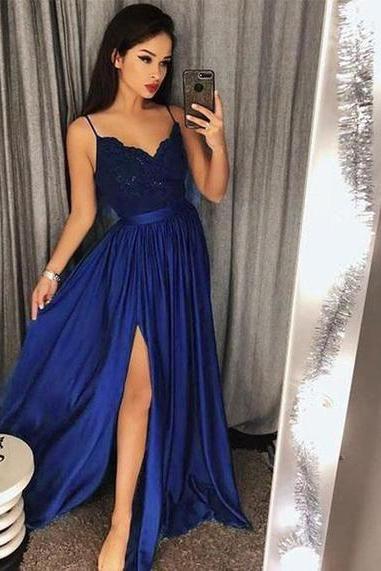 Sexy Prom Dress With Slit, Long Homecoming Dress Graduation Party Dress M6532