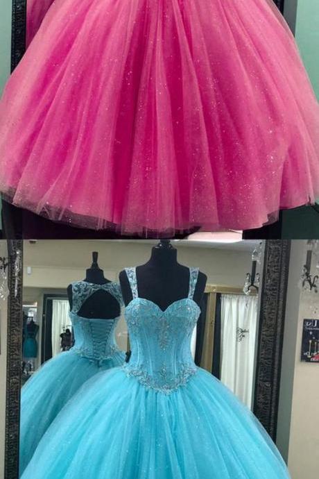 Cute Open Back Ball Gowns For Sweet 16 Prom, Dreamy Beaded Quinceanera Dresses M6606