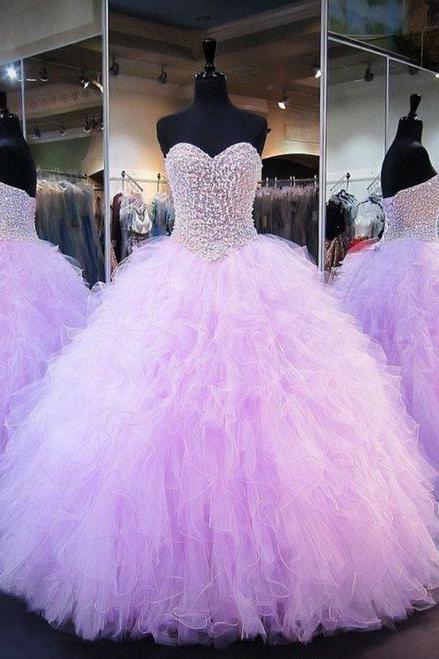 Puffy Ball Gown Sweetheart Heavy Beaded Crystals Sweet 16 M6862