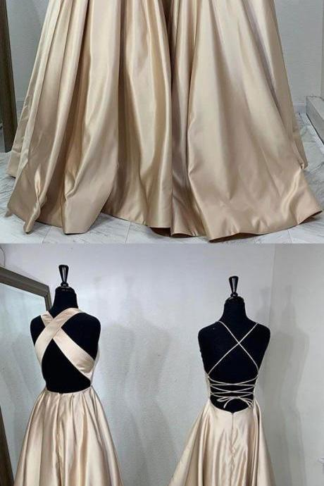 Simple Satin Long Prom Dress, Evening Dress M7139