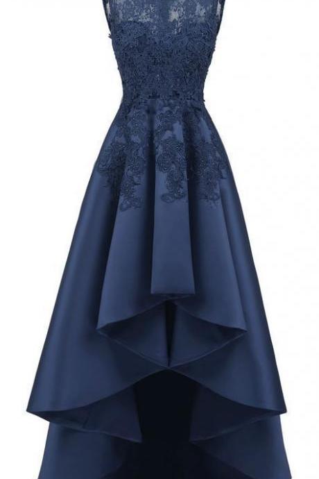 Women's Elegant Sleeveless Lace High Low Prom Dress M7223
