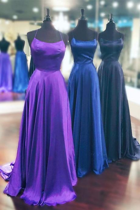 Simple Long Prom Dresses 2019, Purple Prom Dresses, Royal Blue Prom Dresses M7466