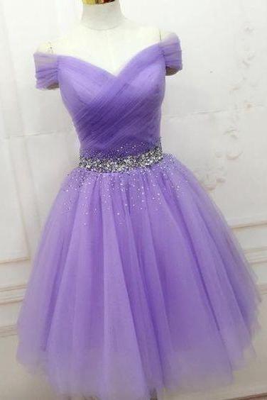 Elegant Prom Dress, Tulle Prom Dress,short Prom Dress, Cute Prom Gown,purple Prom Party Dress,party Gown M7514
