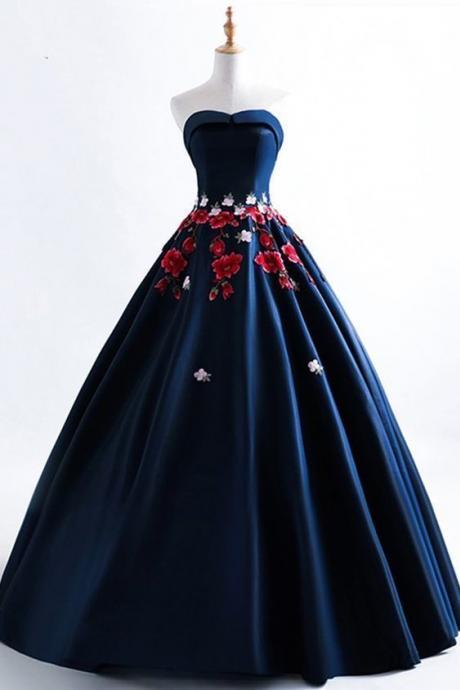 Gorgeous Elegant Satin Off Shoulder Long Prom Dress, Evening Dress With Applique M7622