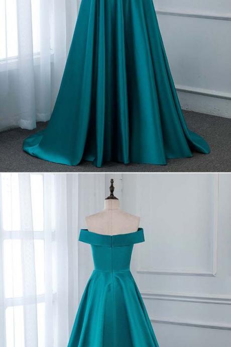 Turquoise Satin Strapless Long Bridesmaid Dress, Prom Dress M7700