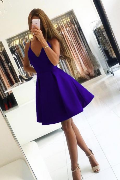 Short Purple Homecoming Dress Ruffle Party Dress M7717