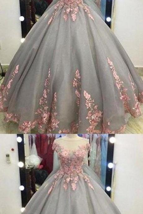 Charming Prom Dress,ball Gown Prom Dresses,appliques Lace Evening Dress,formal Evening Dresses,women Dress M7930