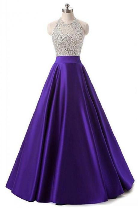 Long Prom Dress, Purple Evening Dress M8004
