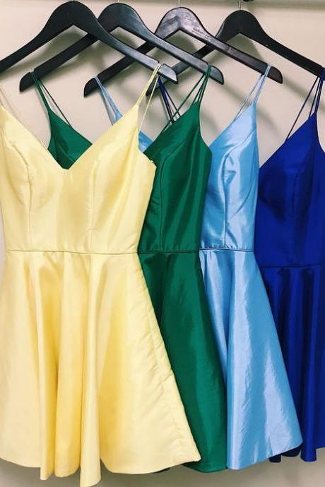 Homecoming Dresses Short, Yellow/green/sky Blue/royal Blue Homecoming Dresses M8124