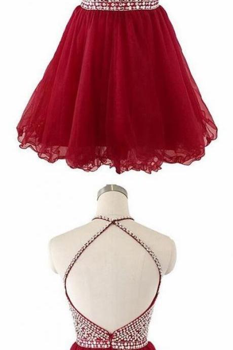 Red Homecoming Dress With Cross Back Strap,short Prom Dress, Homecoming Dress,short Graduation Dress M8149