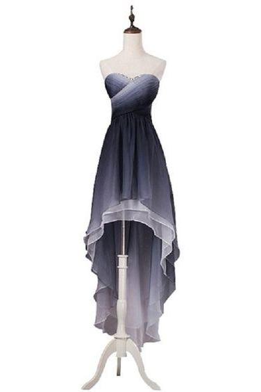 High Low Ombre Dress Vestidos Criss-cross Beaded Tiered Prom Dress M8181