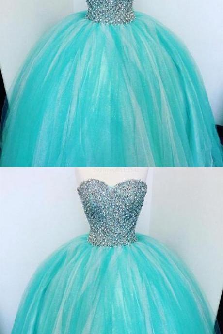 Luxurious Dress 2019 Luxurious Crystal Beaded Sweetheart Turquoise Quinceanera Dresses 2019 M8297