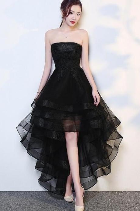 Black High Low Tulle And Applique Fashion Homecoming Dresses M8380