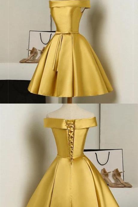 Gold Bridesmaid Dress,short Bridesmaid Dress,elegant Party Dress, M8408