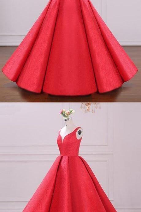 Elegant Red Ball Gown Prom Dress, Red Quinceanera Dress, Formal Wedding Party Gown M8458