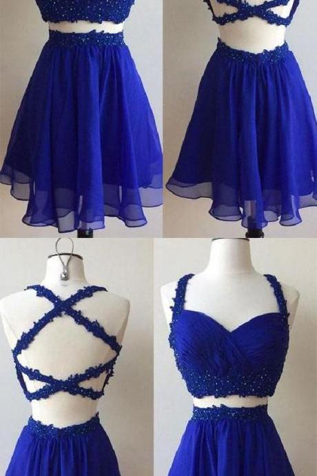 Homecoming Dress, Blue Prom Dress, Cute Homecoming Dresses, Prom Dress, Homecoming Dresses Two Piece M8473
