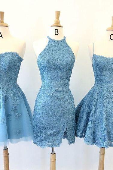 Blue Lace Homecoming Dresses M8910
