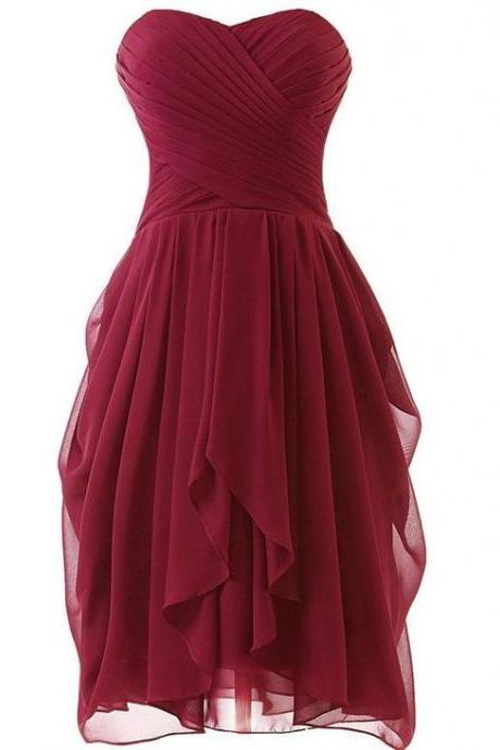 Chiffon Bridesmaid Dress,sweetheart Homecoming Dress,short Prom Dress M9052
