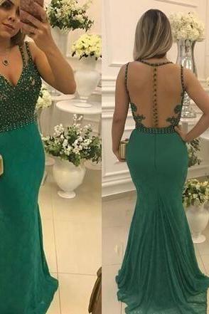 Sexy See Though Back Mermaid Prom Dress M9108