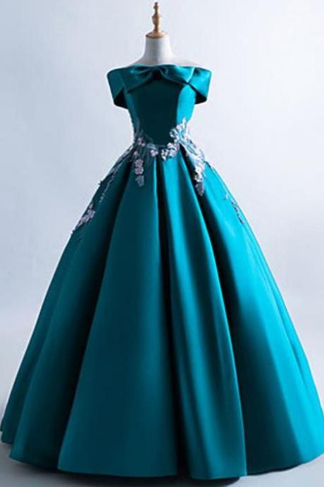 Deep Green Satin Strapless Long Sweet 16 Prom Dress, Long Quinceanera Dress M9200