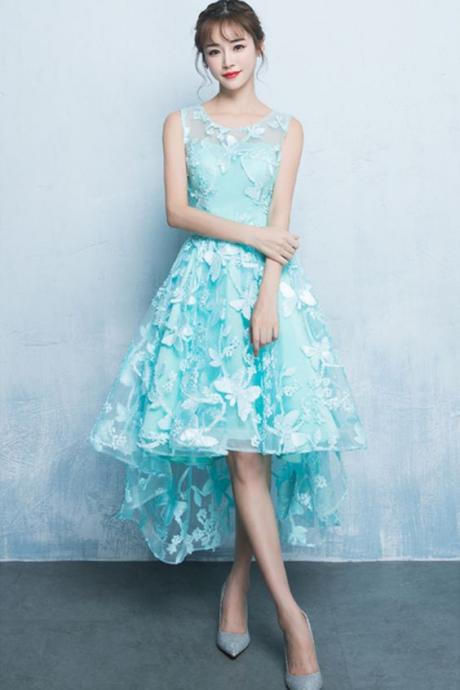 Green Lace High Low Homecoming Dresses For Teens M9227