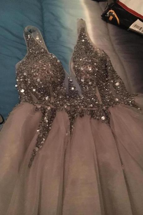 Gray Prom Dresses,backless Prom Dress,prom Dress,gray Prom Dresses,formal Gown,lace Slit Evening Gowns,modest Party Dress,prom Gown For Teens M49