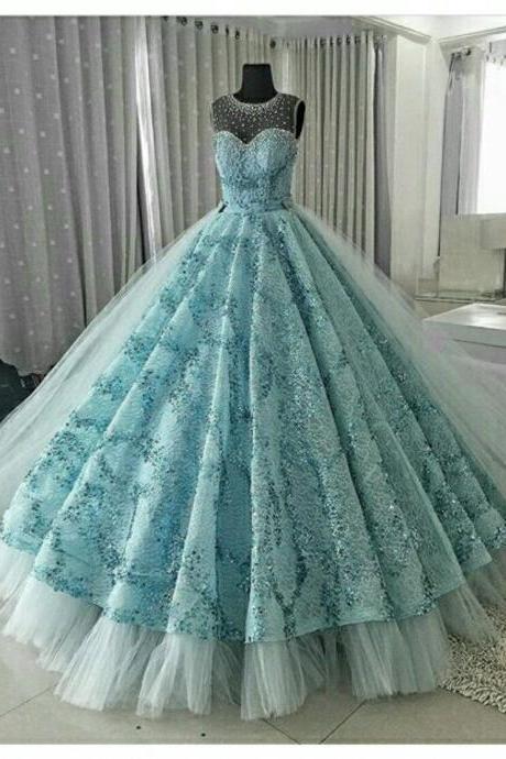 Charming Prom Dress, Sexy Sleeveless Tulle Prom Dresses, Appliques Long Evening Dress M74