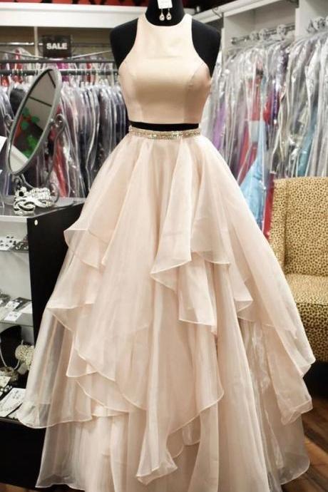 Simply Two Piece Long Prom Dress, Princess Two Piece Long Prom Dress M91