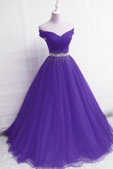Fashionable Purple Handmade Off Shoulder Long Prom Dress M106