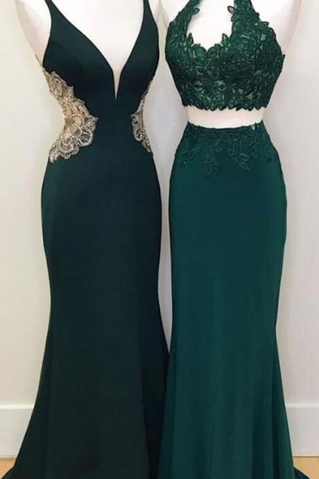 Emerald Green Sheath Long Evening Party Prom Dress, Mother Of Bride Dress M121