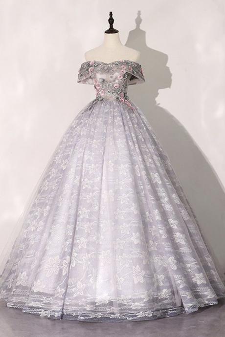 Unique Sweetheart Neck Long A Line Lace Prom Dress, Strapless Lace Formal Dress M136