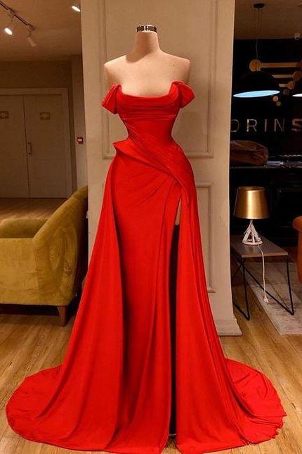 Fashion Feminine Red Long Prom Dress M144