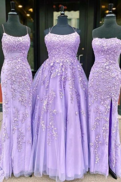 Lavender Lace Long Prom Dresses Formal Dresses M145