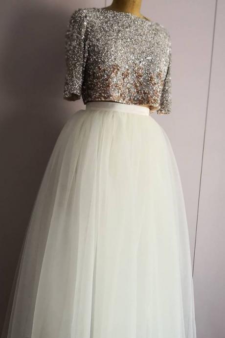 Full Length Ivory Tulle Bridal Skirt, Long Tulle Bridesmaid Skirt Long Prom Dress M185