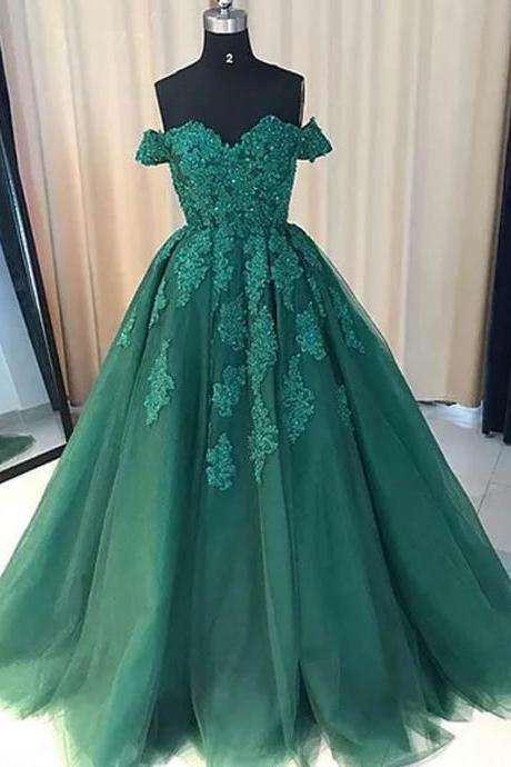 Chic Green Prom Dress Modest Popular Long Prom Dress M187