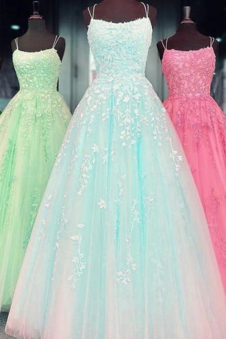 Tulle Prom Dress Princess Ball Gown Lace Embroidery M194