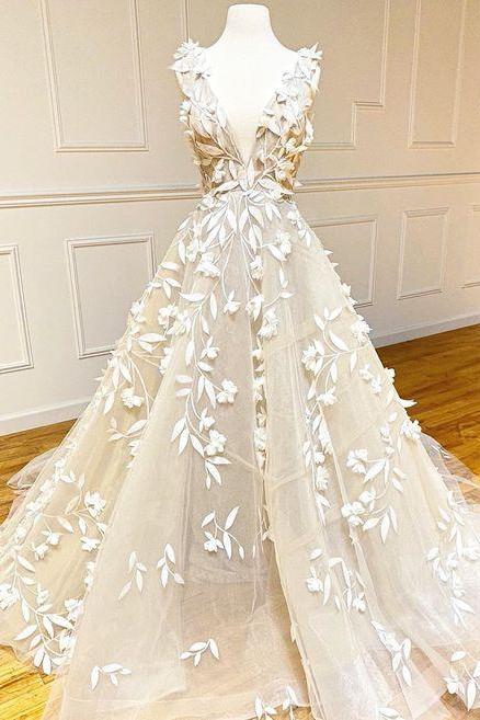 Stylish Tulle Custom Made Long Senior Prom Dress, Evening Dress With Applique M245