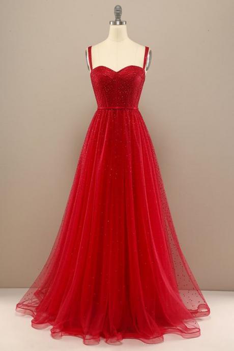 Beautiful Red Sweetheart Prom Dress With Beading M268