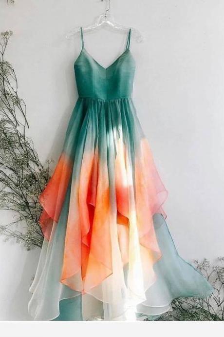 Spaghetti Straps Prom Dress,long Prom Dress, Evening Dress,prom Dresses M288