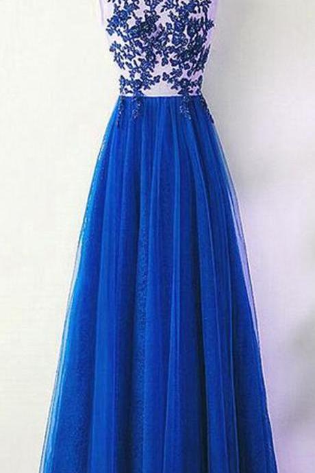 Formal Sequined Tulle Prom Dress Long With Lace M323