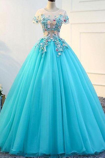 Ball Gown Scoop Floor-length Short Tulle Prom Dress/evening Dress M353