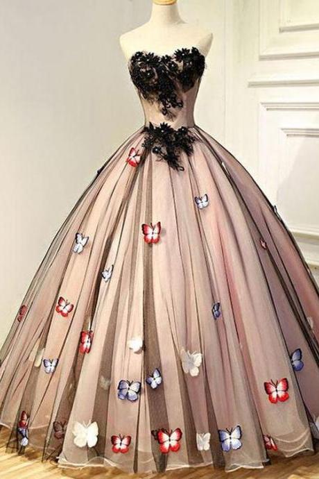 Ball Gown Sweetheart Floor-length Sleeveless Tulle Prom Dress M359